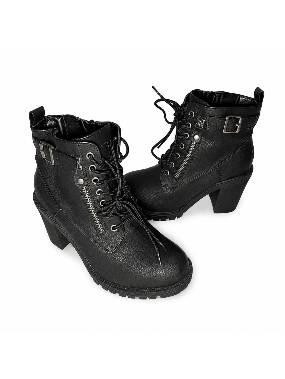 Torrid Black Lace-Up Heeled Combat Ankle Boots Women’s Size 9WW extra wide width